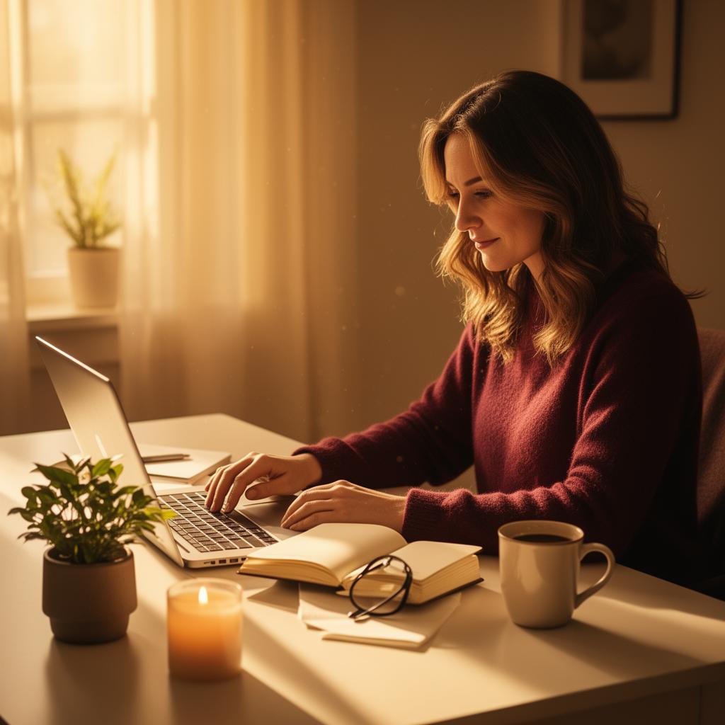 Woman working with purpose