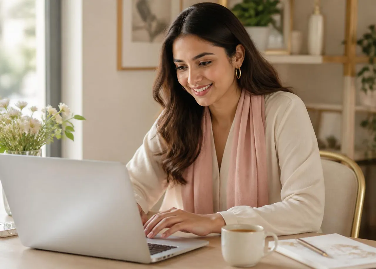 Woman working with purpose